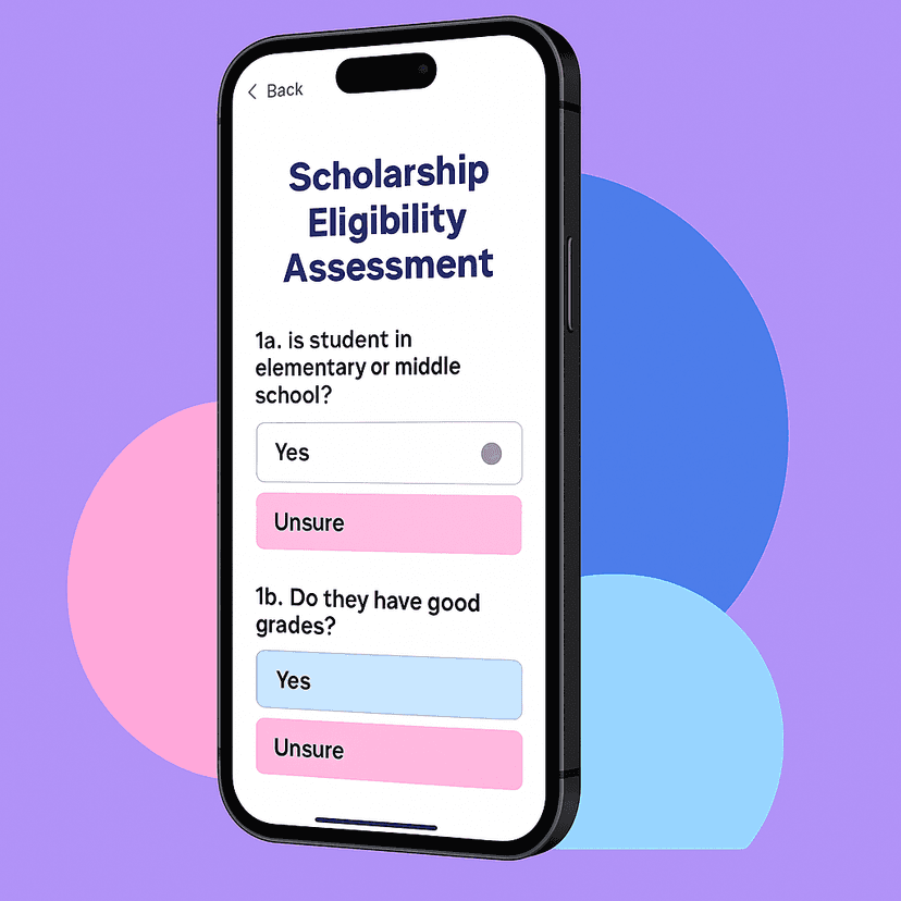 Scholarship Eligibility Assessment interface preview