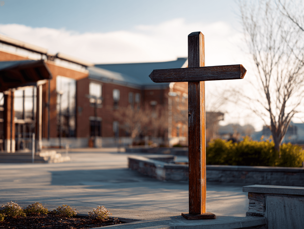 Family visiting an Australian Catholic school campus