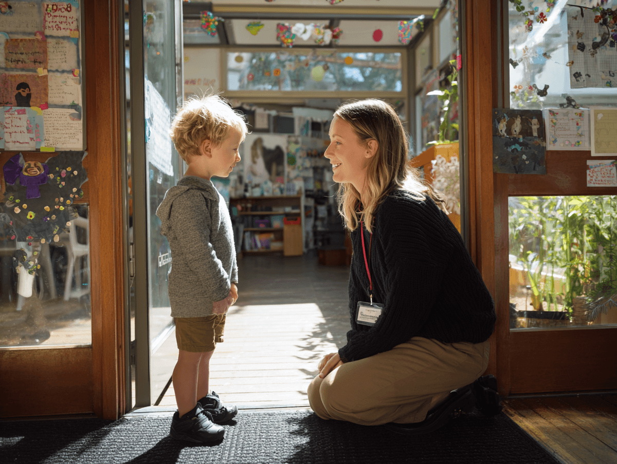 Child attending Prep orientation with parents