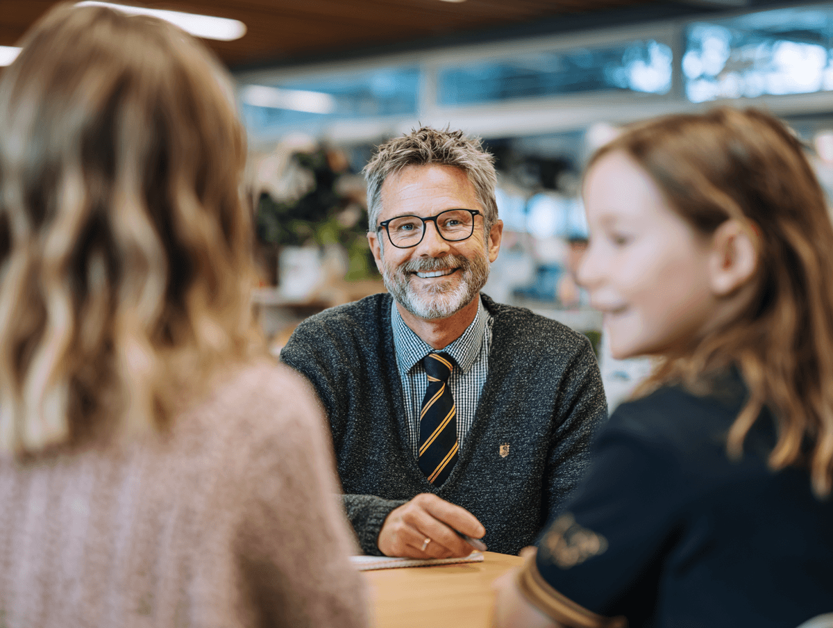 Parent interviewing a primary school principal