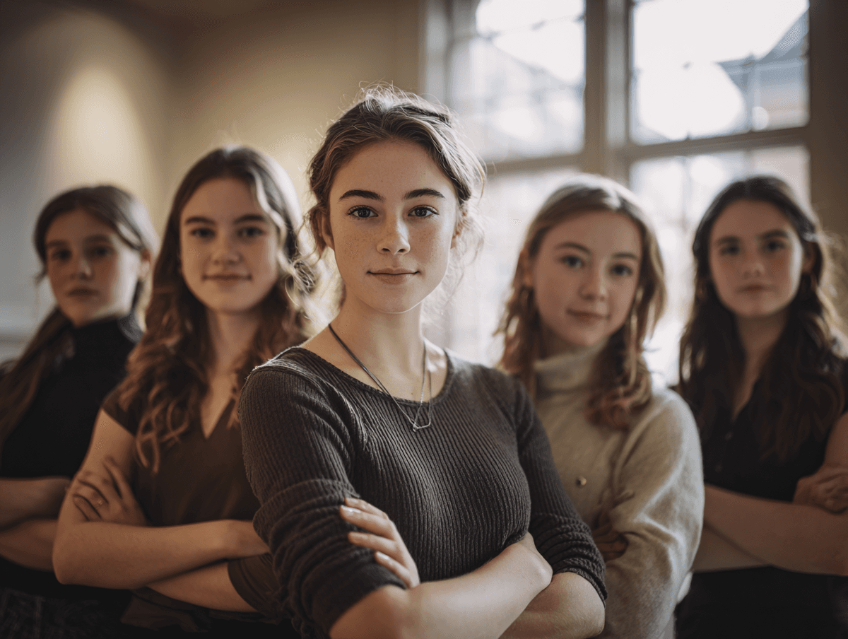 Teenagers discussing secondary school options